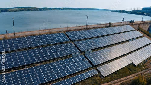 Ecologically clean electrical industry. Power generators produce electricity with solar energy.