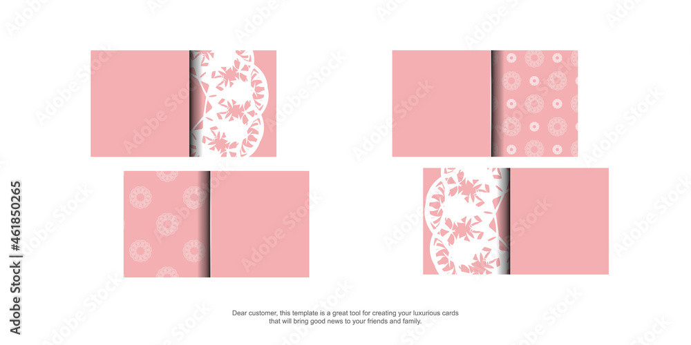 Business card template in pink with abstract white ornament for your business. Business card template in pink with abstract white ornament for your business.