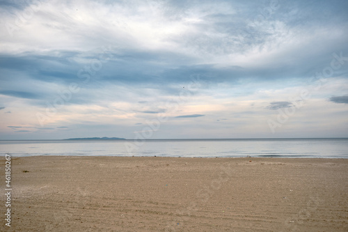 Fototapeta Naklejka Na Ścianę i Meble -  Cloudscape by photo taken from beach and sand to sea and horizon with turquoise sea