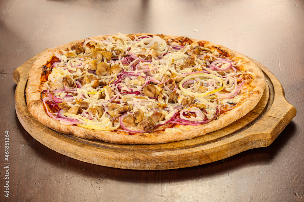 Pizza with meat and onion