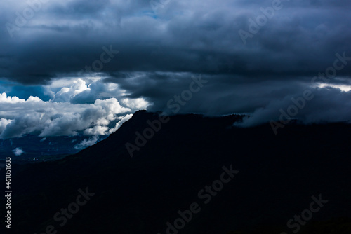 Clouds rainy seson cover the mountain peaks, tropical rainforests, Thailand