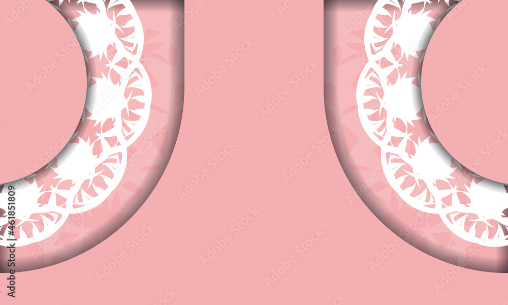 Pink color banner template with greek white pattern and place for logo or text Pink color banner template with greek white pattern and place for logo or text