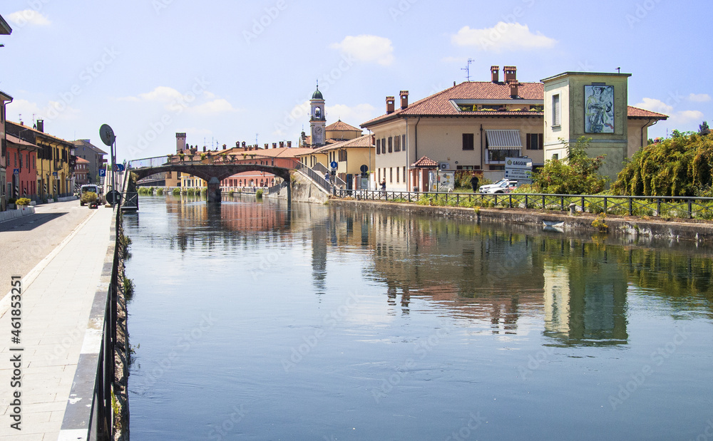 Naviglio Grande is a 50 km long navigable canal that flows into Milan, Italy.