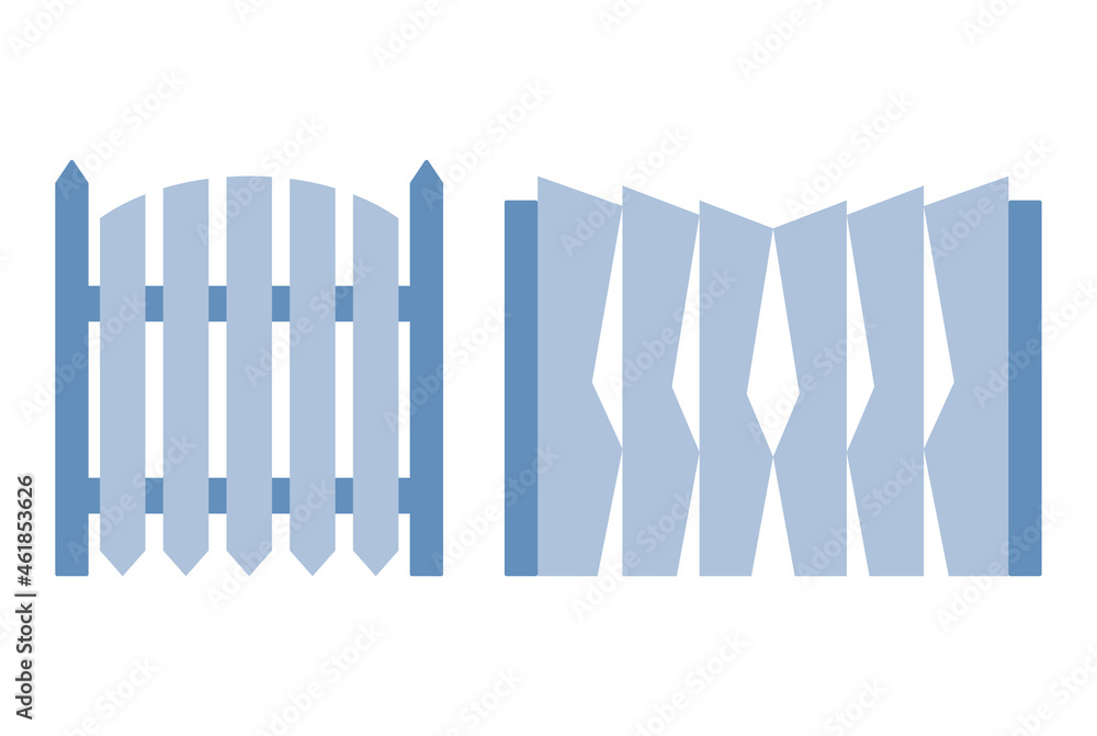 Gate fence from wood. Illustration of decorative barrier. Outdoor protective architecture element Gate fence from wood. Illustration of decorative barrier. Outdoor protective architecture element