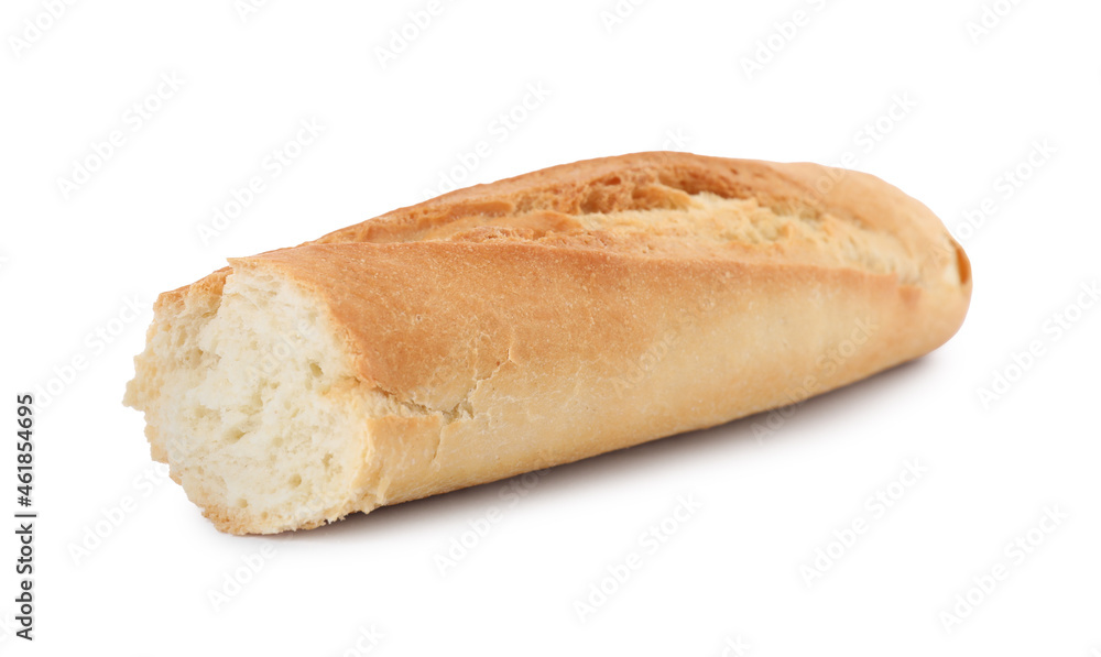 Piece of fresh baguette isolated on white Piece of fresh baguette isolated on white