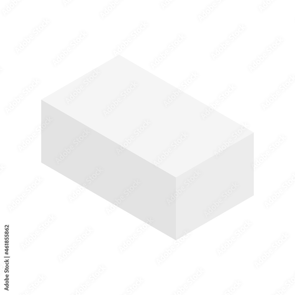White cuboid isometric shape. Geometric 3D symbol. Vector isolated on white White cuboid isometric shape. Geometric 3D symbol. Vector isolated on white