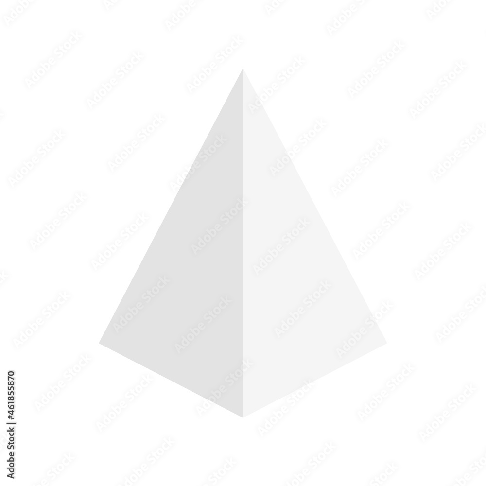 White square pyramid isometric shape. Geometric 3D symbol. Vector isolated on white White square pyramid isometric shape. Geometric 3D symbol. Vector isolated on white