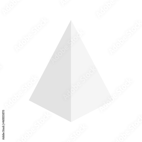 White square pyramid isometric shape. Geometric 3D symbol. Vector isolated on white