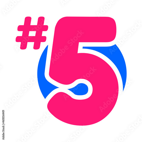 Fifth Place Sign - Amazing vector template of rounded 5th place sign suitable for animation, grade, icon, tournament, sign, ranking, sticker, template design assets, decoration, and illustration 