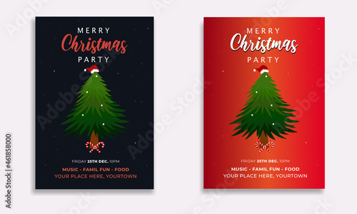 Merry Christmas party flyer. Merry Christmas holiday greeting banner and card template. Christmas party night flyer template banner