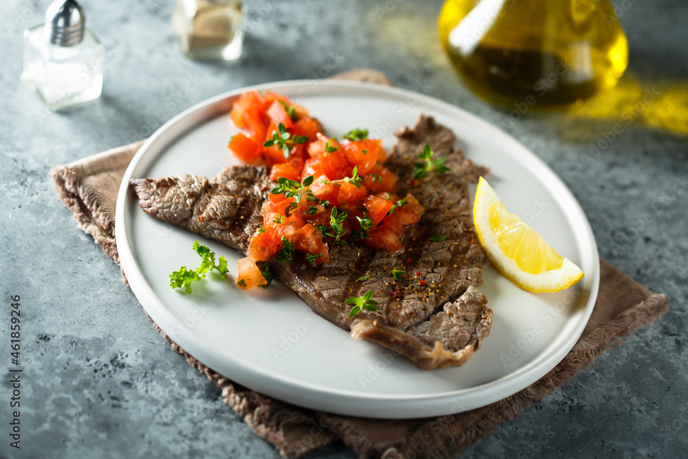 Grilled beef steak with tomato salsa Grilled beef steak with tomato salsa