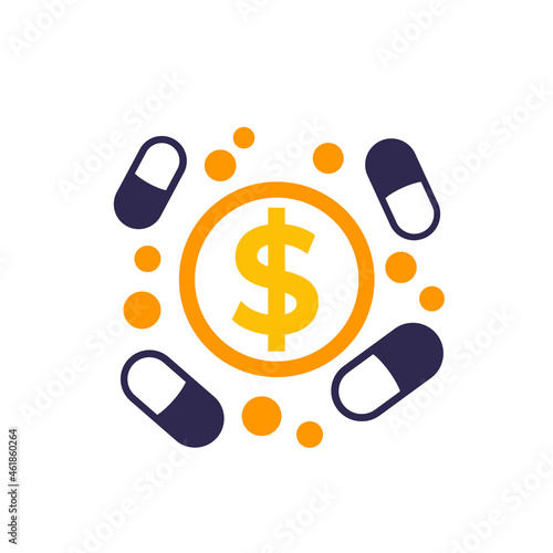 medication cost icon on white