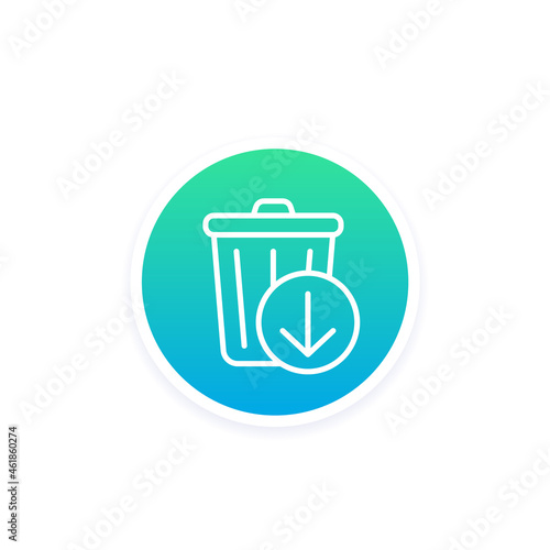 Reduce waste line icon with a trash bin