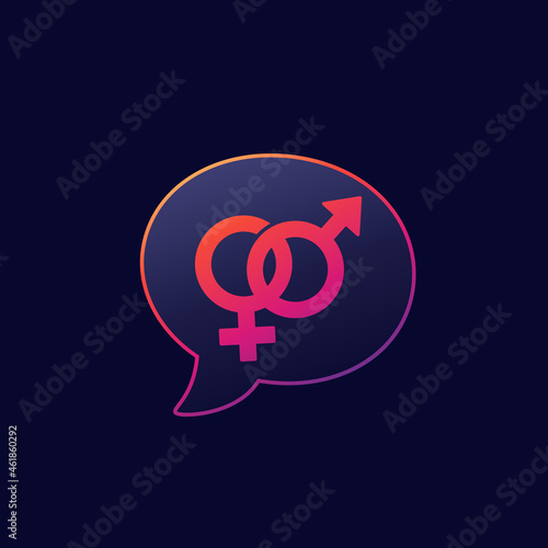 Sex education vector icon, talk about sex, chat
