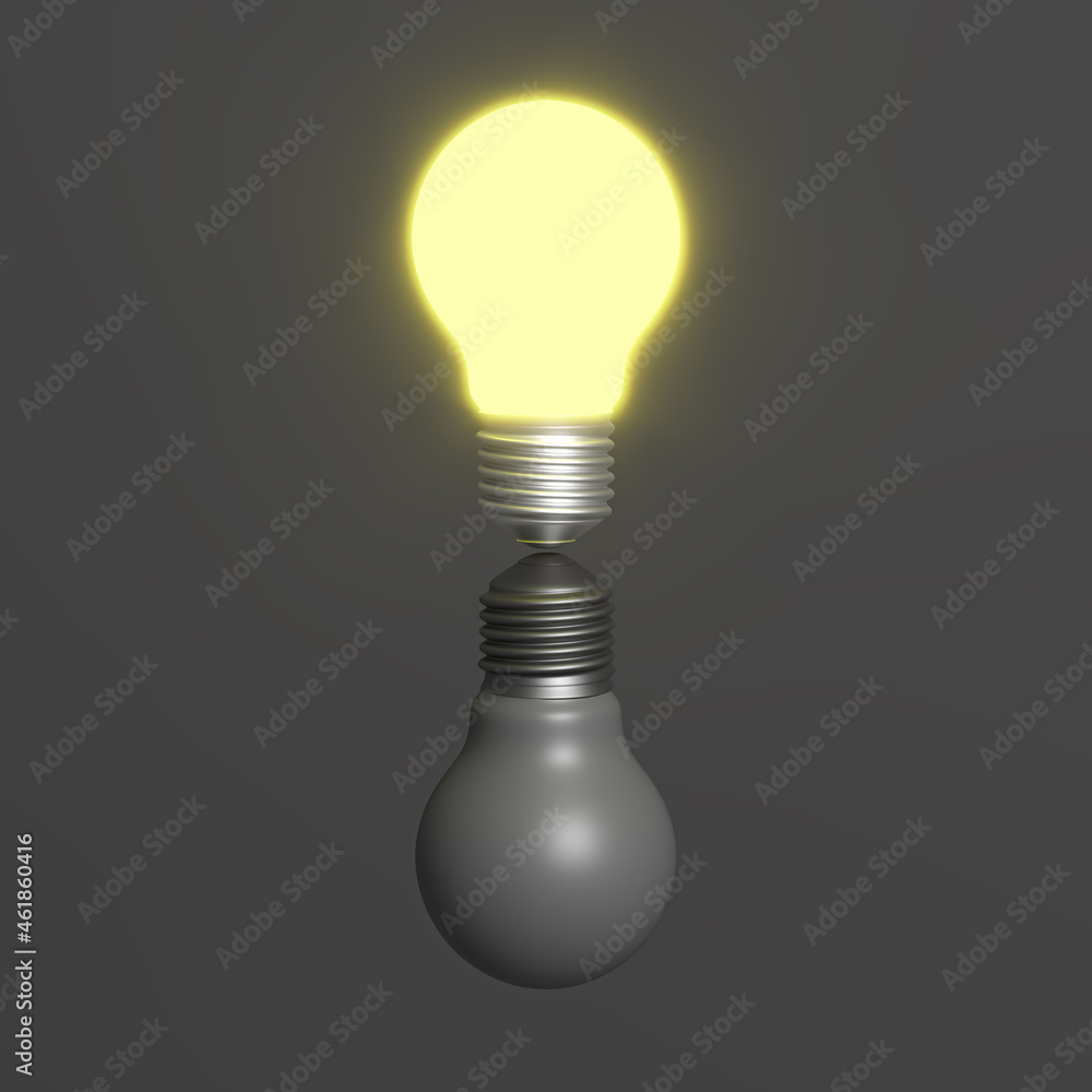 Fotografie light bulbs with their own southern reflection. 3D scene
