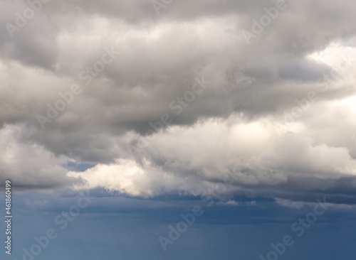 Dark and gray clouds formations in the sky. Only sky image, no land. © Massimo Rivenci
