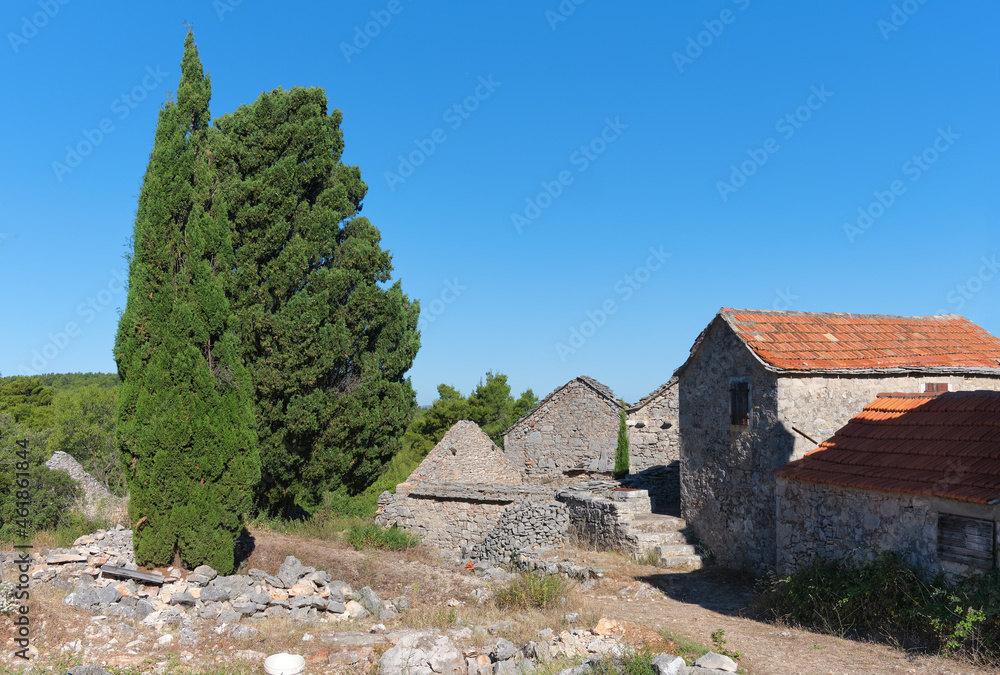 Humac historic Medieval Mediterranean village. hisorical authentic museum village on hvar Croatia