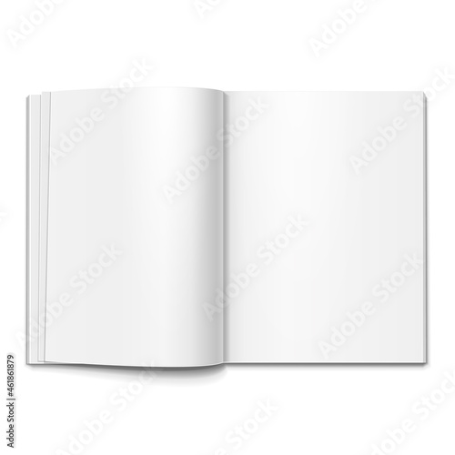Blank Open Cover Of Magazine, Book, Booklet, Brochure. Illustration Isolated On Gray Background. Mock Up Template Ready For Your Design. Vector EPS10