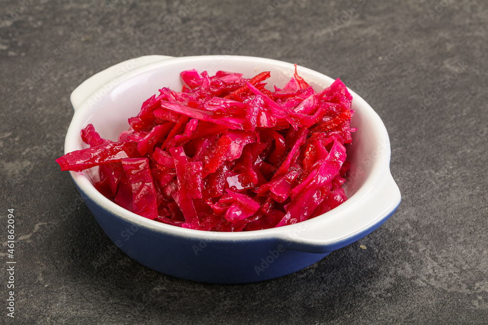 Marinated red cabbage in the bowl Marinated red cabbage in the bowl