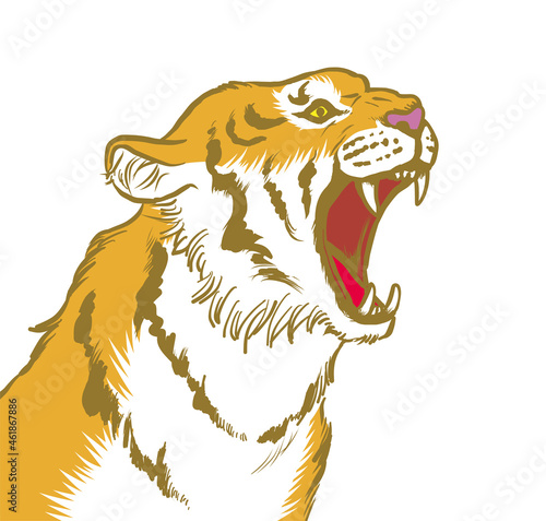 吼える寅　上半身 - 寅年　年賀状素材