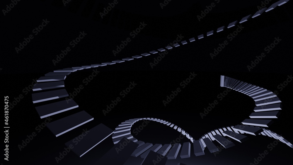 3d staircase abstraction (black and white, 3d image)