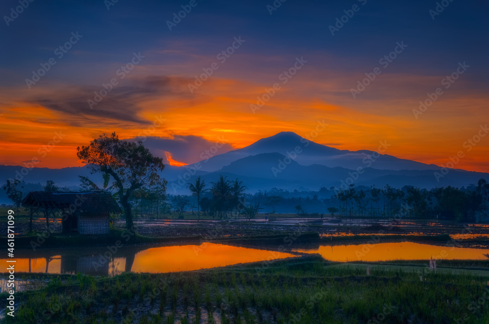 sunrise and ciremai view from darma raja