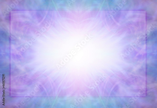 Healing theme Award Diploma Certificate Template - a central white light burst against a purple pink blue ethereal gaseous background with a purple border frame 