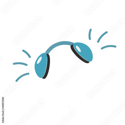 Modern headphone icon. The symbol is blue. Cartoon vector isolated illustration in flat style. Transparent background.