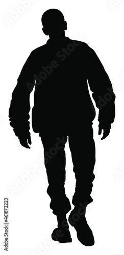 Fototapeta Angry hooligan walking the street vector silhouette illustration