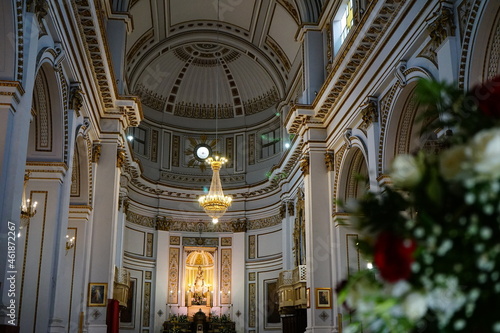 Sciacca cathedral central nave view, Agrigento, Sicily, Italy