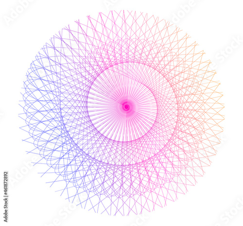Fototapeta Naklejka Na Ścianę i Meble -  Design elements. Wave of many purple lines circle ring. Abstract vertical wavy stripes on white background isolated. Vector illustration EPS 10. Colourful waves with lines created using Blend Tool