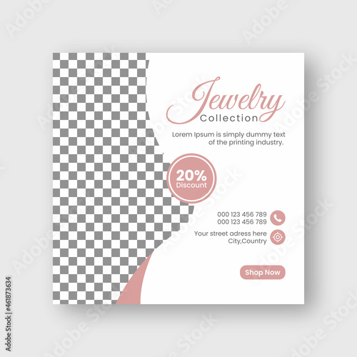 Jewelry social media instagram post banner or square flyer design Premium Vector
