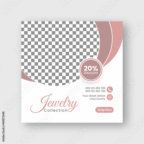 Jewelry, diamond, and pearl social media Instagram post promotion Template Premium Vector