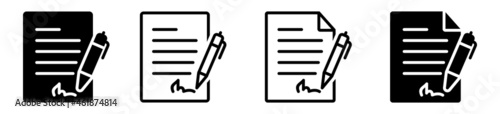 signature icon set. pen signing a contract in different style. business management. vector illustration