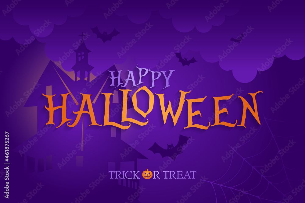 Obraz premium happy halloween background with happy halloween lettering vector illustration
