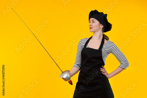 Chef woman. Cookie is holdi...