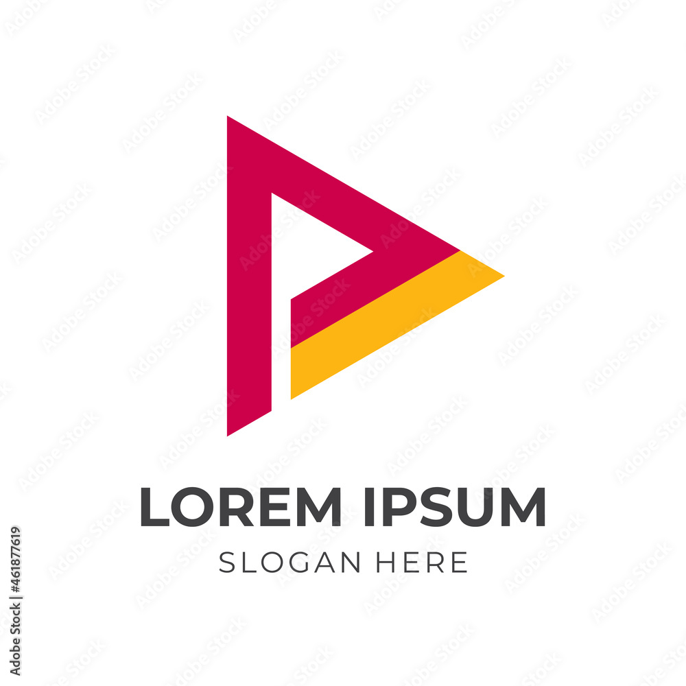 play logo design template concept vector with flat red and yellow color style play logo design template concept vector with flat red and yellow color style