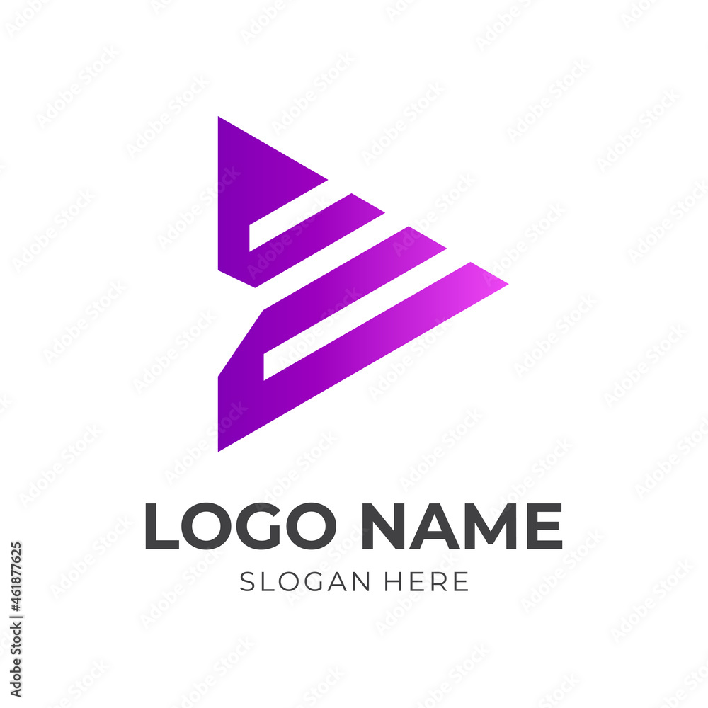 play logo design template concept vector with flat purple color style play logo design template concept vector with flat purple color style