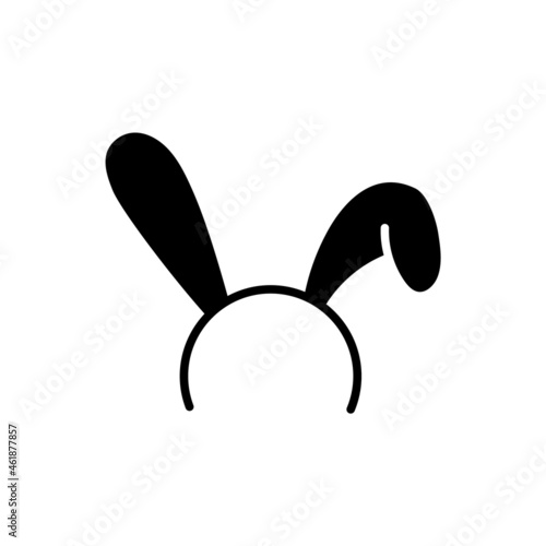 Rabbit ears on headband glyph icon. Costume from sex shop. Black filled symbol. Isolated vector illustration