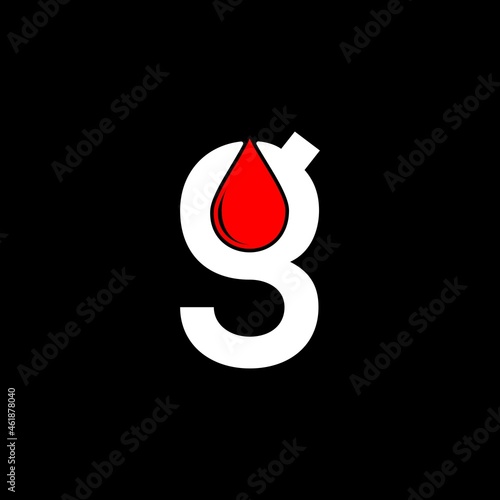 simple typography font G with water drop vector logo