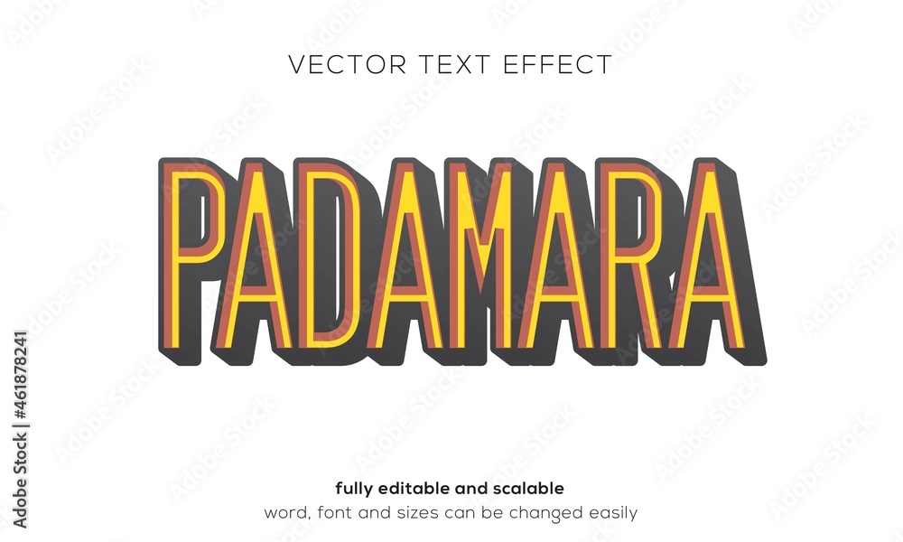 Obraz premium Padamara vector text effect, simple retro and vintage condensed text style typoghraphy.