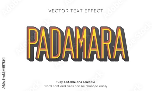 Padamara vector text effect, simple retro and vintage condensed text style typoghraphy.
