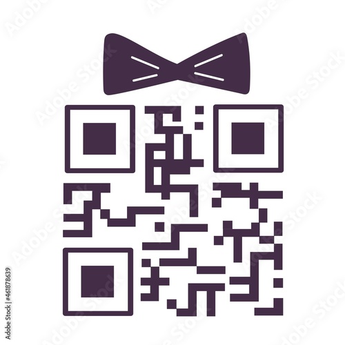 Cyber monday concept qr code and gift. Vector flat illustration