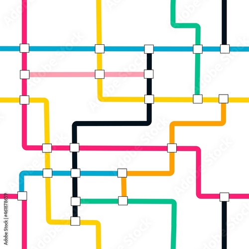 Seamless pattern with abstract city metro subway map. Vector illustration