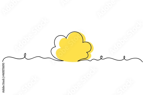 Speech bubble in cloud shape drawn by continuous line with place for text. Vector illustration