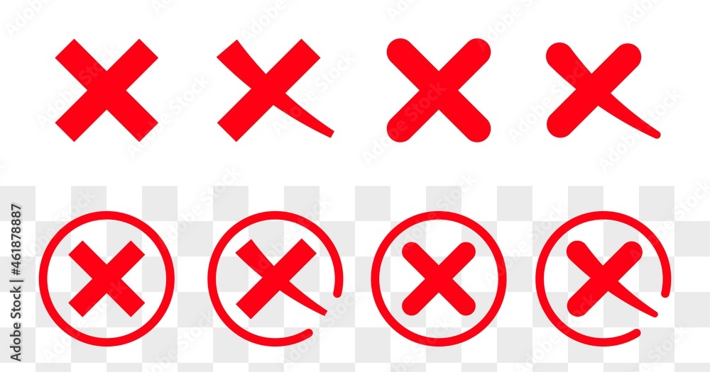Fototapeta premium Red cross x vector icon. No wrong symbol. Graphic design element set.