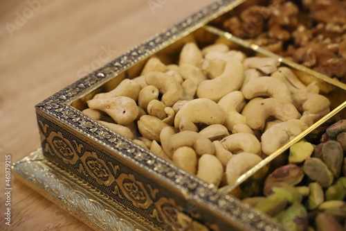 Premium Kaju in Elegant Box: Fresh, Organic Cashews Perfectly Presented for Gourmet Snacking, Luxury Gift Idea, and Healthful Indulgence - High-Resolution Image