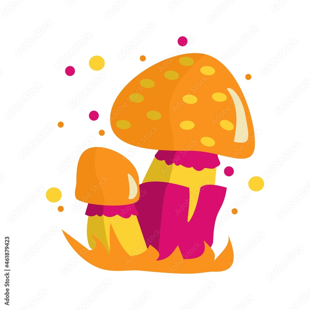 Magic fantasy fly agaric mushroom isolated on white background. Cartoon vector illustration Magic fantasy fly agaric mushroom isolated on white background. Cartoon vector illustration