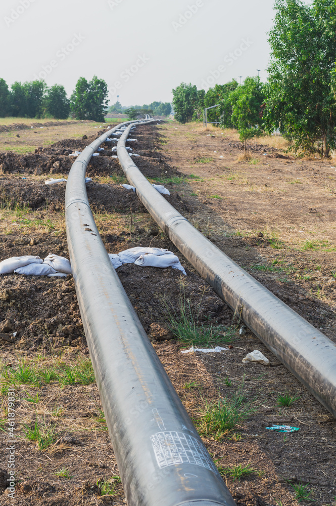 Construction of a new energy pipeline of Oil or Gas pipeline,Pipes at a construction site to be used in a new energy pipeline . Construction of a new energy pipeline of Oil or Gas pipeline,Pipes at a construction site to be used in a new energy pipeline .