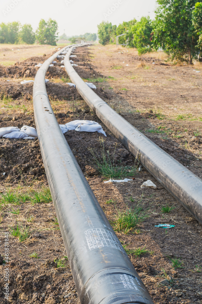 Construction of a new energy pipeline of Oil or Gas pipeline,Pipes at a construction site to be used in a new energy pipeline . Construction of a new energy pipeline of Oil or Gas pipeline,Pipes at a construction site to be used in a new energy pipeline .